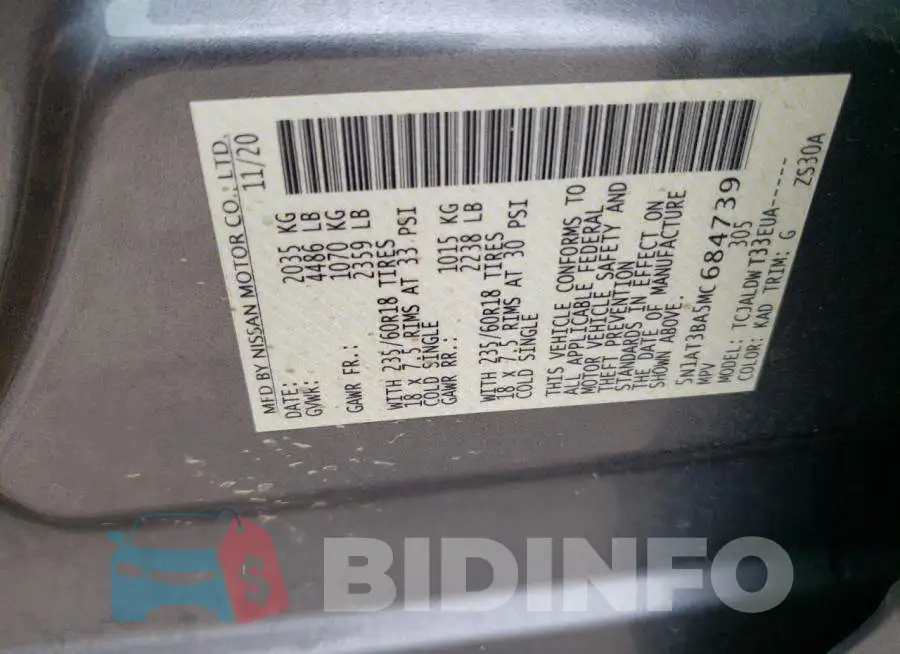 5N1AT3BA5MC684739 Photo# 13