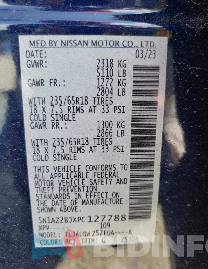 5N1AZ2BJXPC127788 Photo# 13