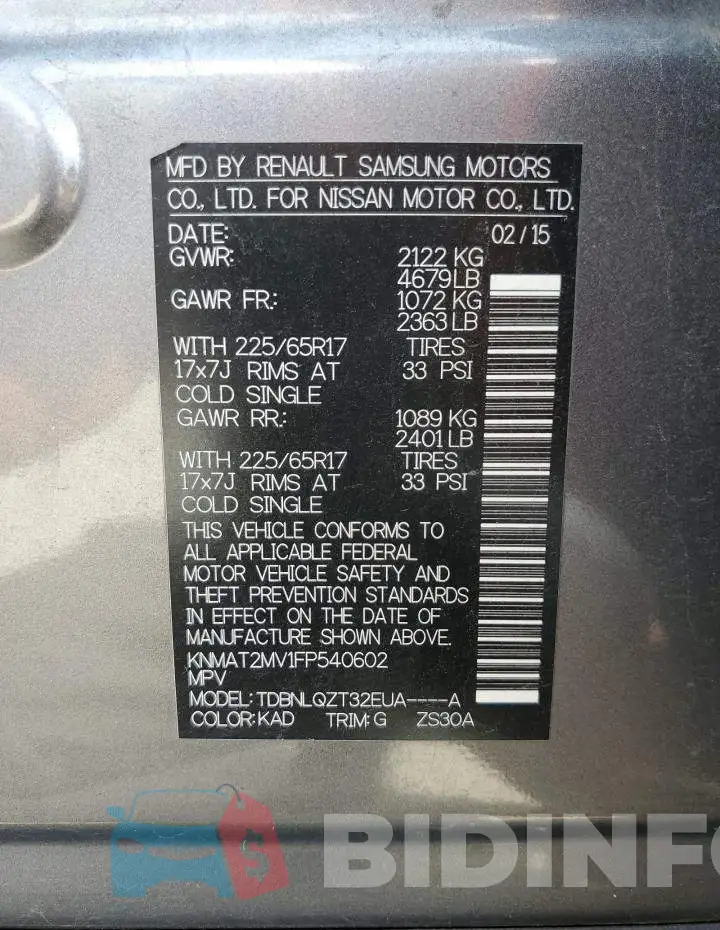 KNMAT2MV1FP540602 Photo# 13
