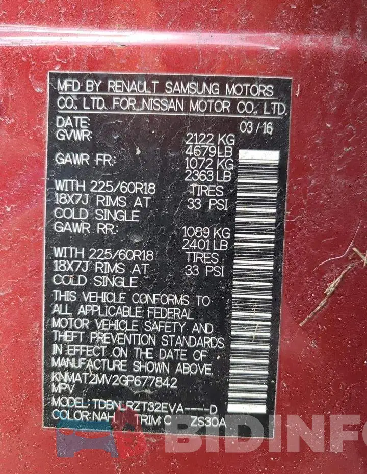 KNMAT2MV2GP677842 Photo# 13