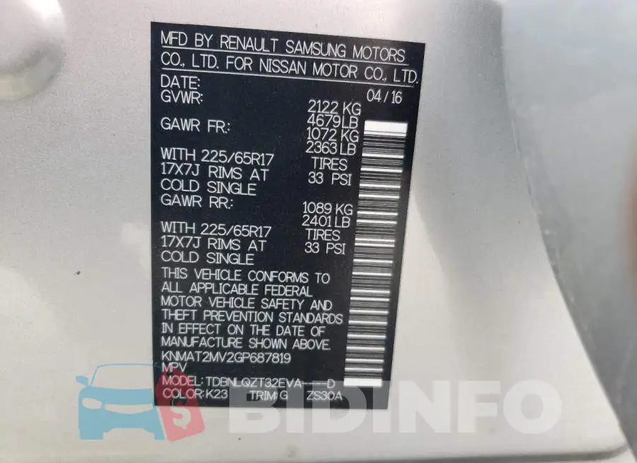 KNMAT2MV2GP687819 Photo# 13