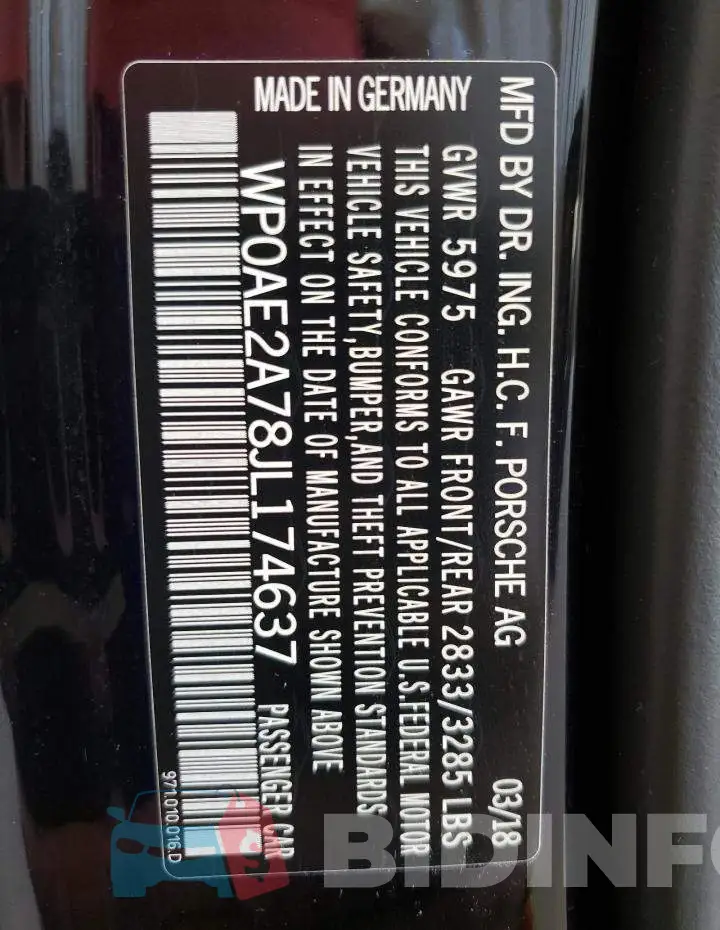 WP0AE2A78JL174637 Photo# 12