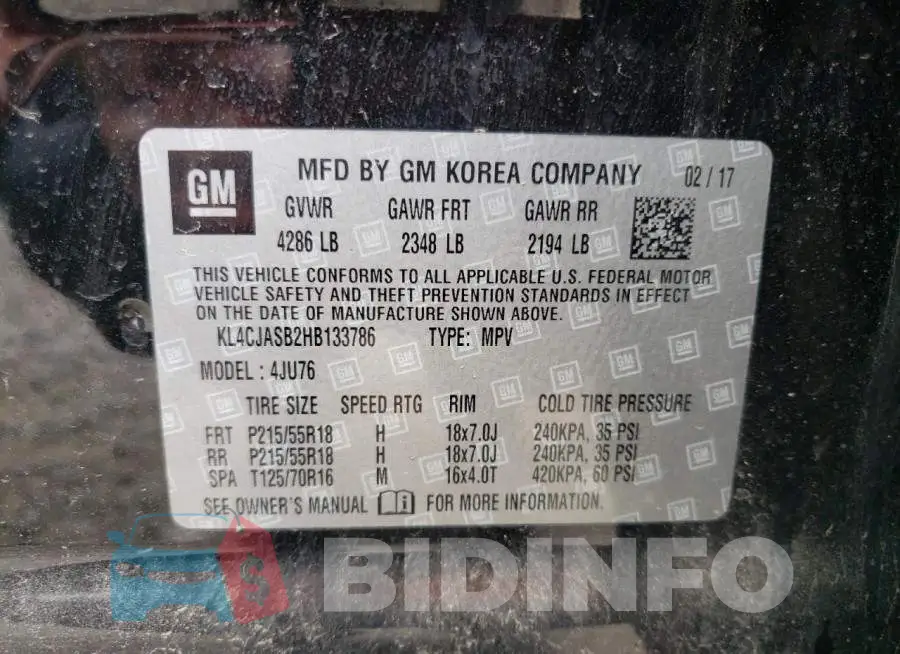 KL4CJASB2HB133786 Photo# 12