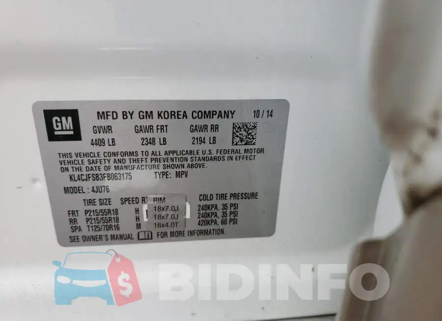 KL4CJFSB3FB063175 Photo# 13