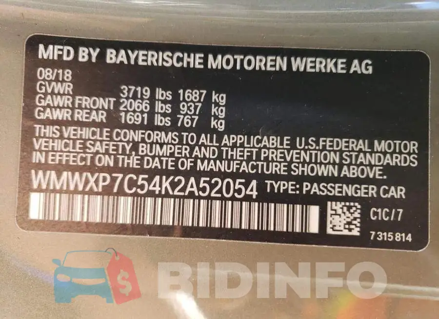 WMWXP7C54K2A52054 Photo# 13