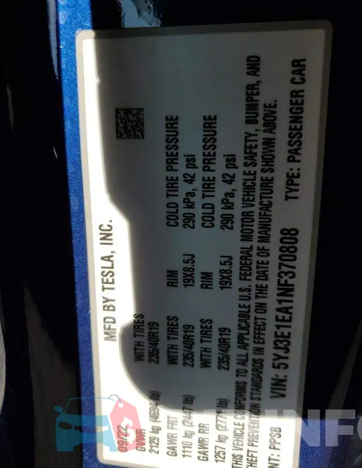 5YJ3E1EA1NF370808 Photo# 12