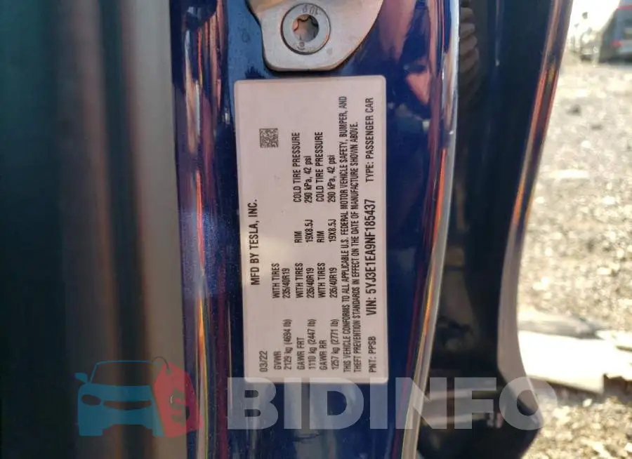 5YJ3E1EA9NF185437 Photo# 12