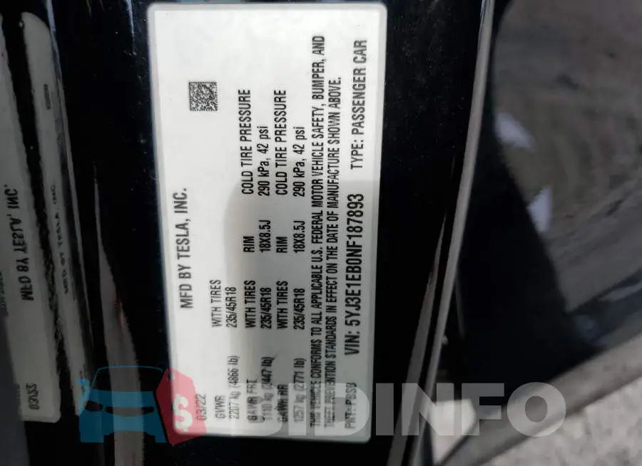 5YJ3E1EB0NF187893 Photo# 12
