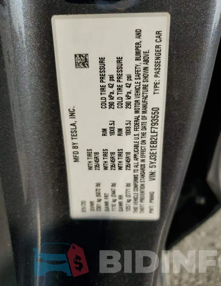 5YJ3E1EB2LF793550 Photo# 12