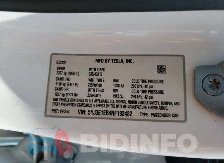 5YJ3E1EB4NF192482 Photo# 12