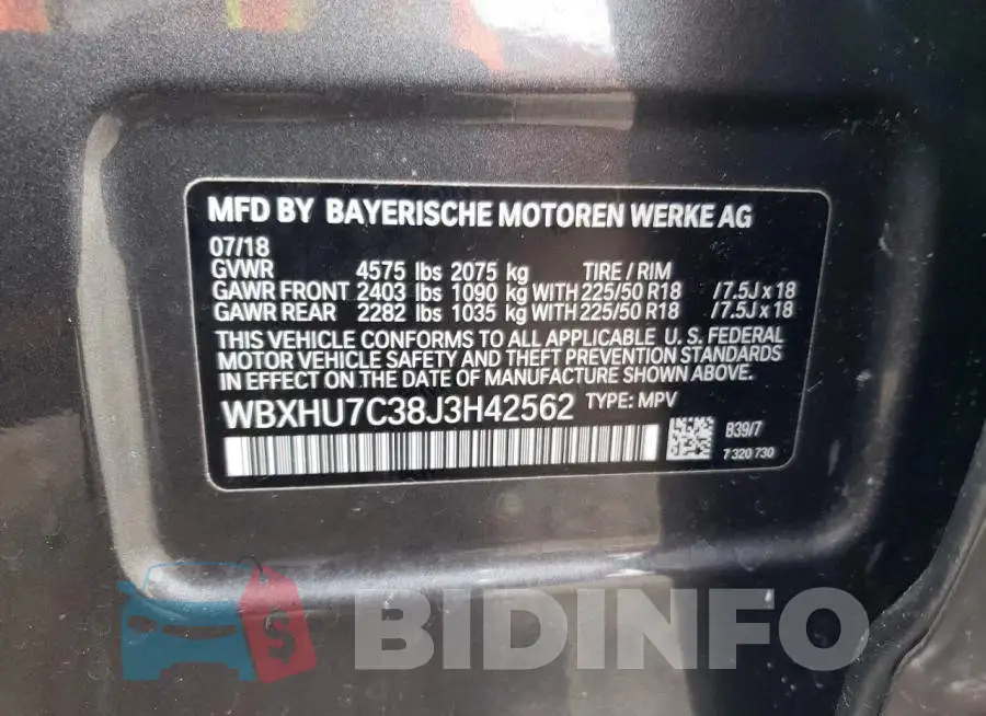 WBXHU7C38J3H42562 Photo# 13