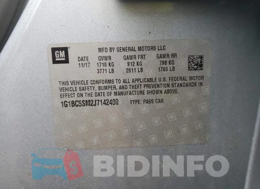 1G1BC5SM2J7142400 Photo# 12