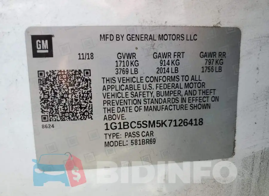1G1BC5SM5K7126418 Photo# 12