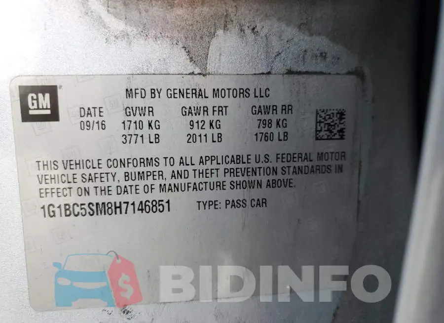 1G1BC5SM8H7146851 Photo# 12