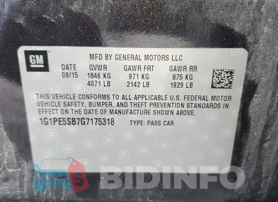 1G1PE5SB7G7175318 Photo# 13