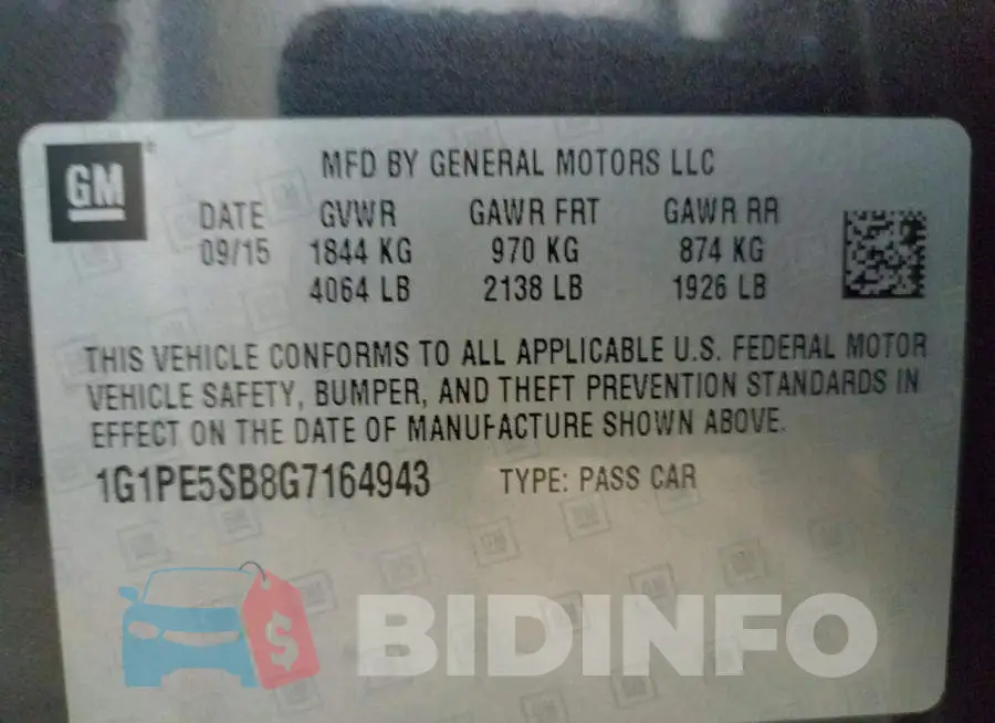 1G1PE5SB8G7164943 Photo# 12