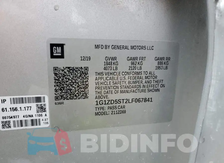 1G1ZD5ST2LF067841 Photo# 12