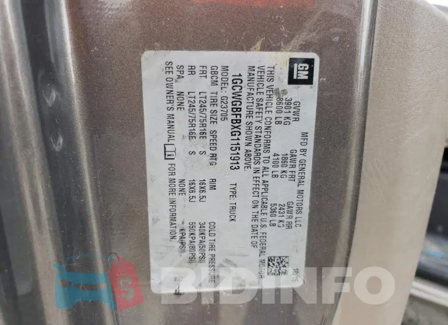 1GCWGBFBXG1151913 Photo# 13