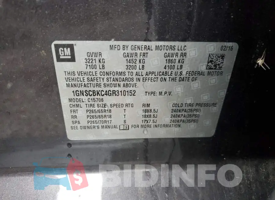 1GNSCBKC4GR310152 Photo# 13