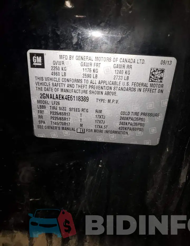 2GNALAEK4E6118389 Photo# 13