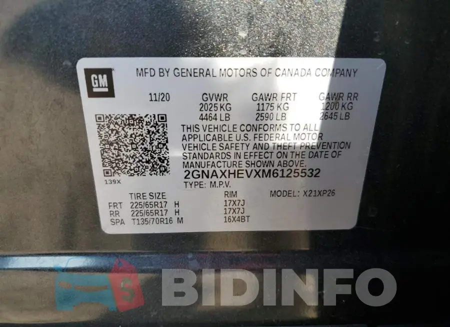 2GNAXHEVXM6125532 Photo# 12