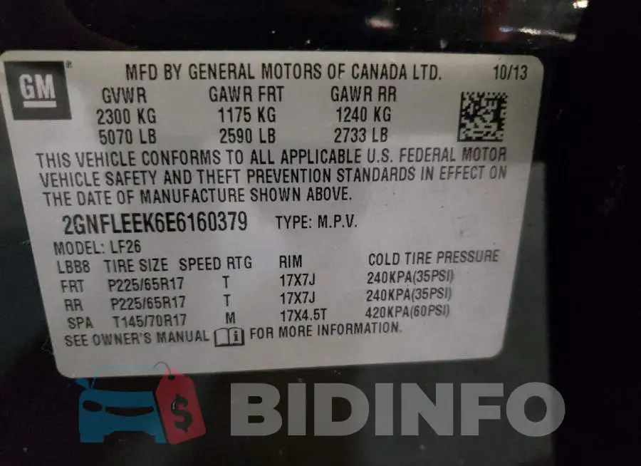 2GNFLEEK6E6160379 Photo# 10