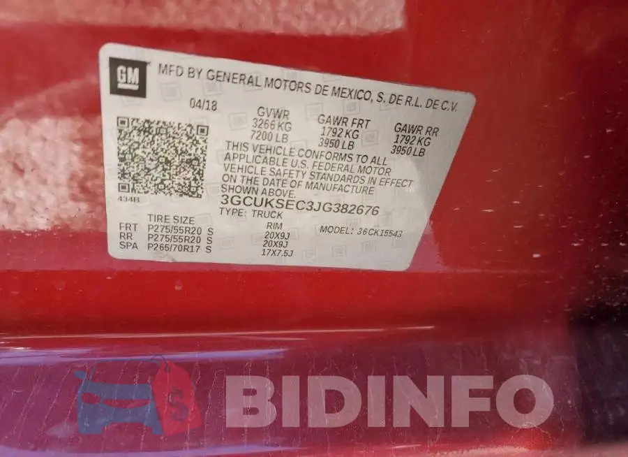 3GCUKSEC3JG382676 Photo# 12