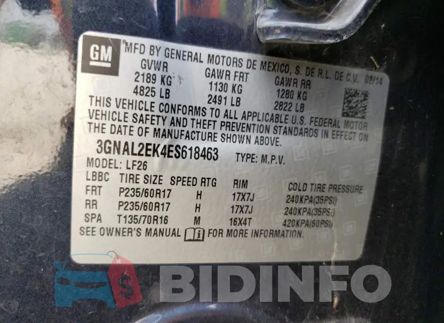 3GNAL2EK4ES618463 Photo# 13