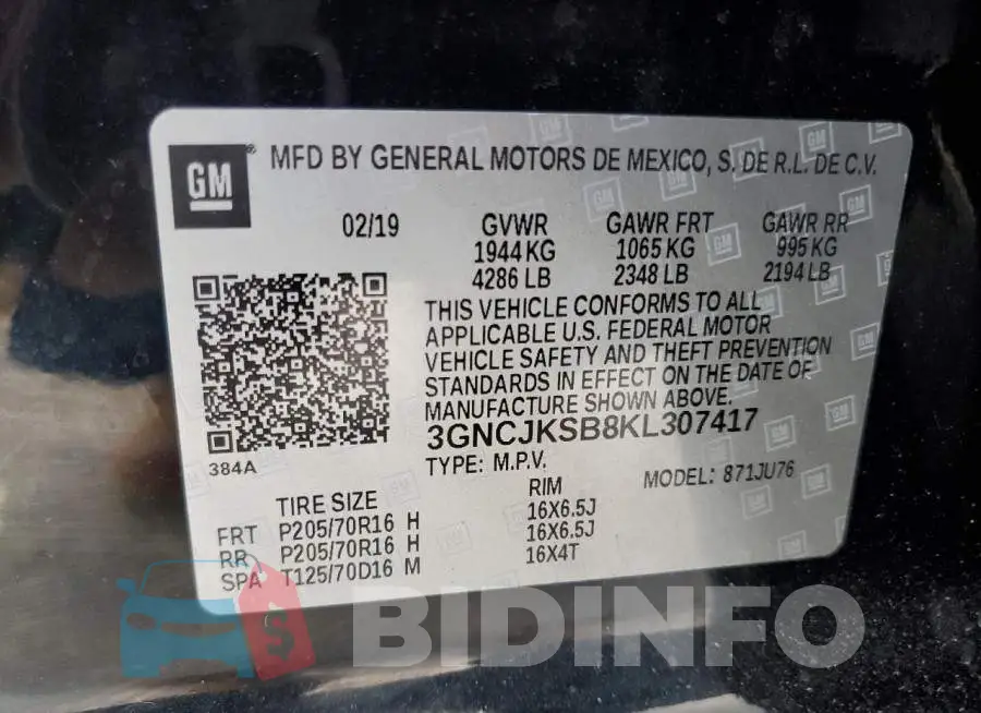 3GNCJKSB8KL307417 Photo# 12
