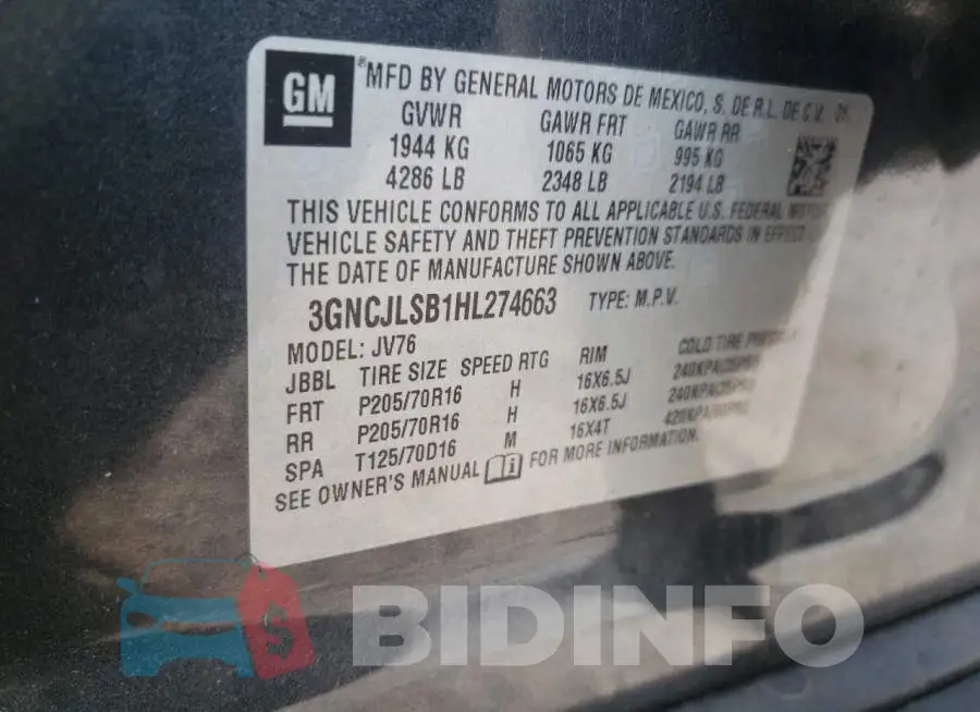 3GNCJLSB1HL274663 Photo# 14