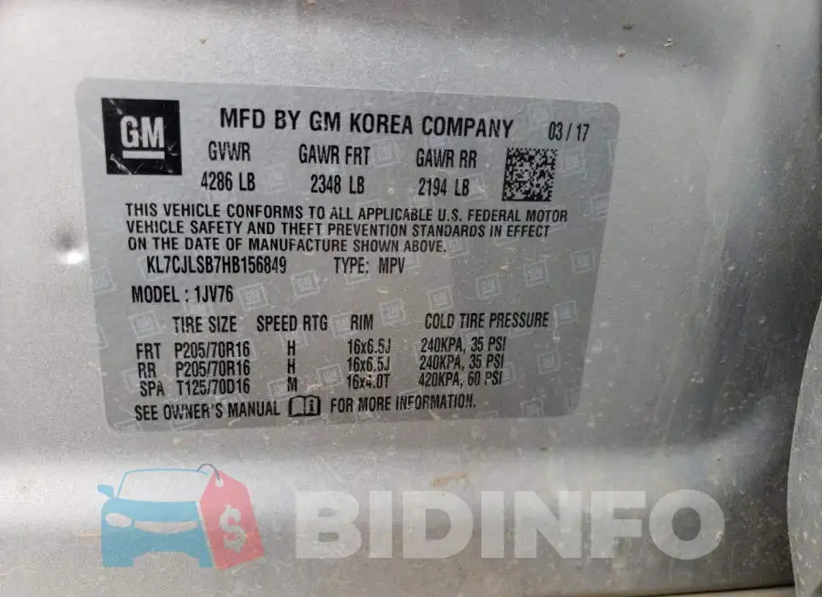 KL7CJLSB7HB156849 Photo# 12