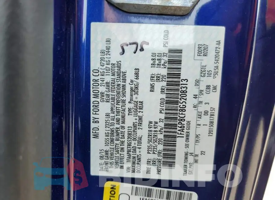 1FA6P8CF8G5208313 Photo# 13