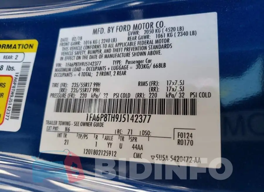 1FA6P8TH9J5142377 Photo# 12