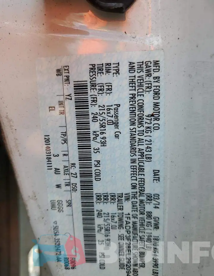 1FADP3F28EL292094 Photo# 12