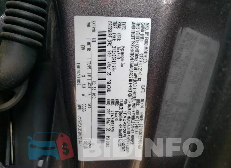 1FADP3F28EL362757 Photo# 12