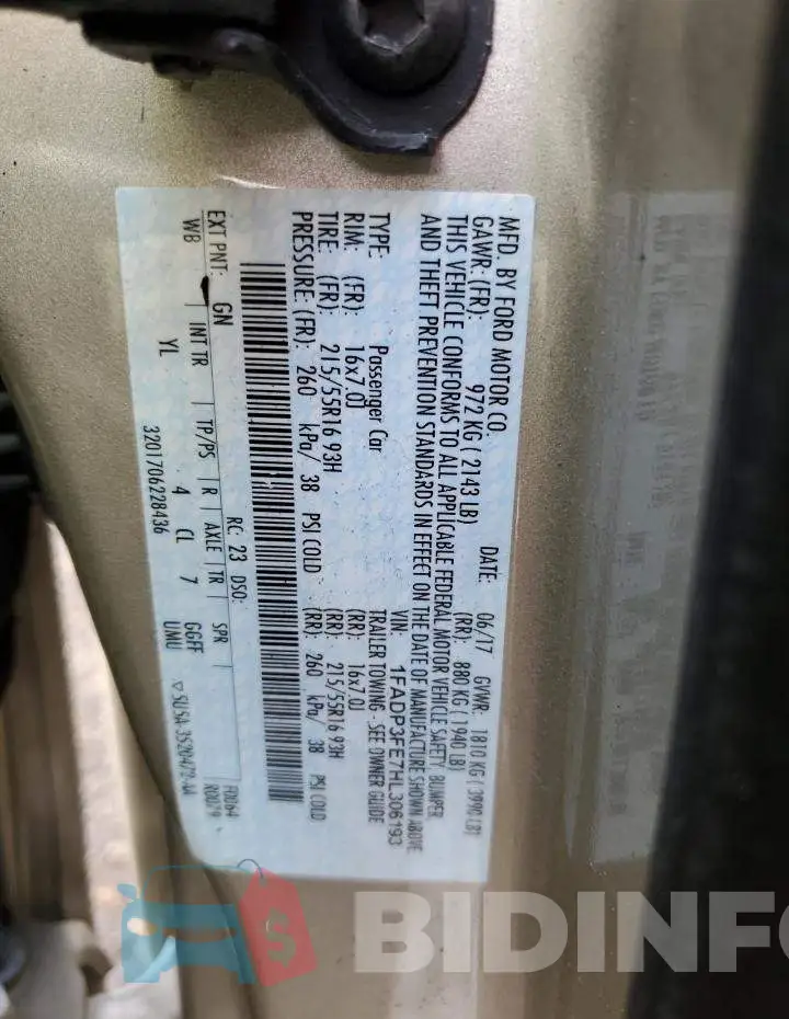 1FADP3FE7HL306193 Photo# 12