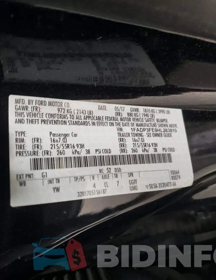 1FADP3FE9HL283810 Photo# 12