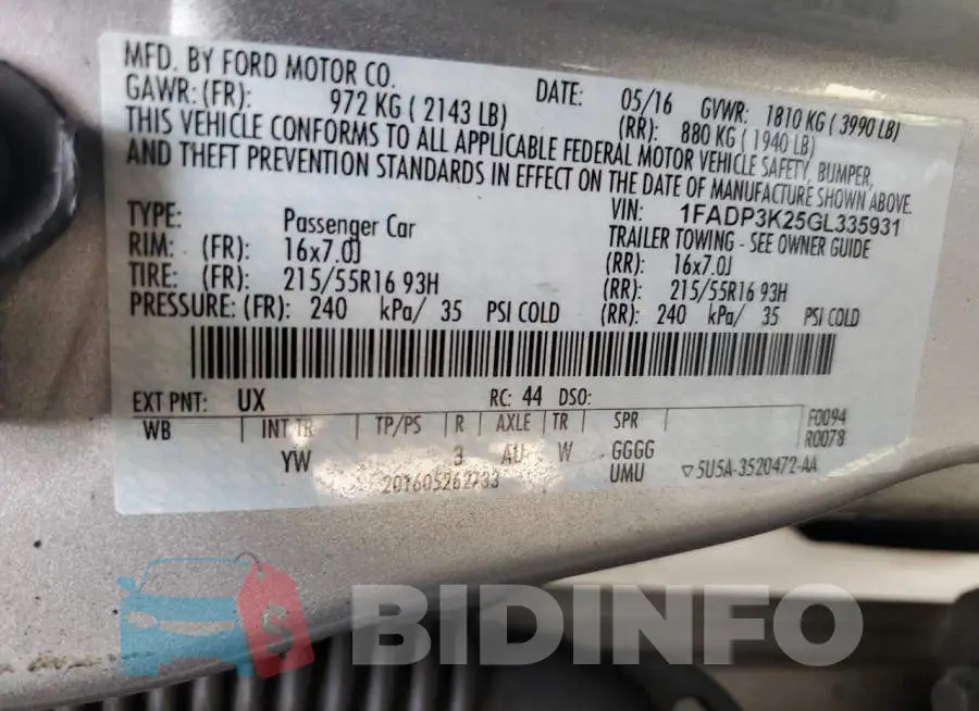 1FADP3K25GL335931 Photo# 12