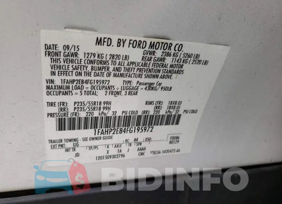 1FAHP2E84FG195972 Photo# 12