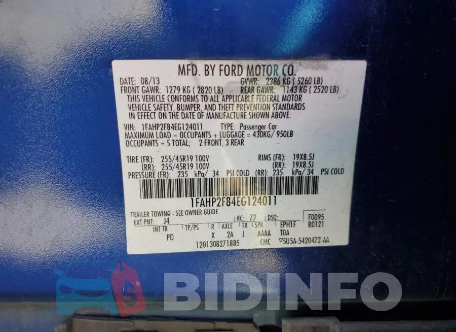 1FAHP2F84EG124011 Photo# 12