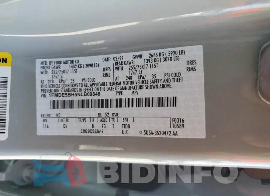 1FMDE5BH5NLB09848 Photo# 12