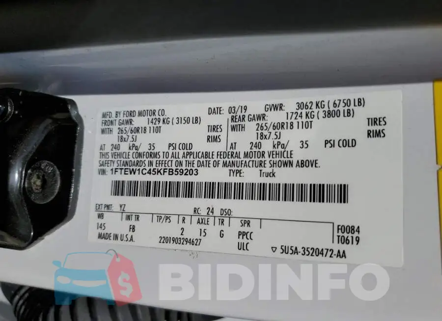 1FTEW1C45KFB59203 Photo# 13