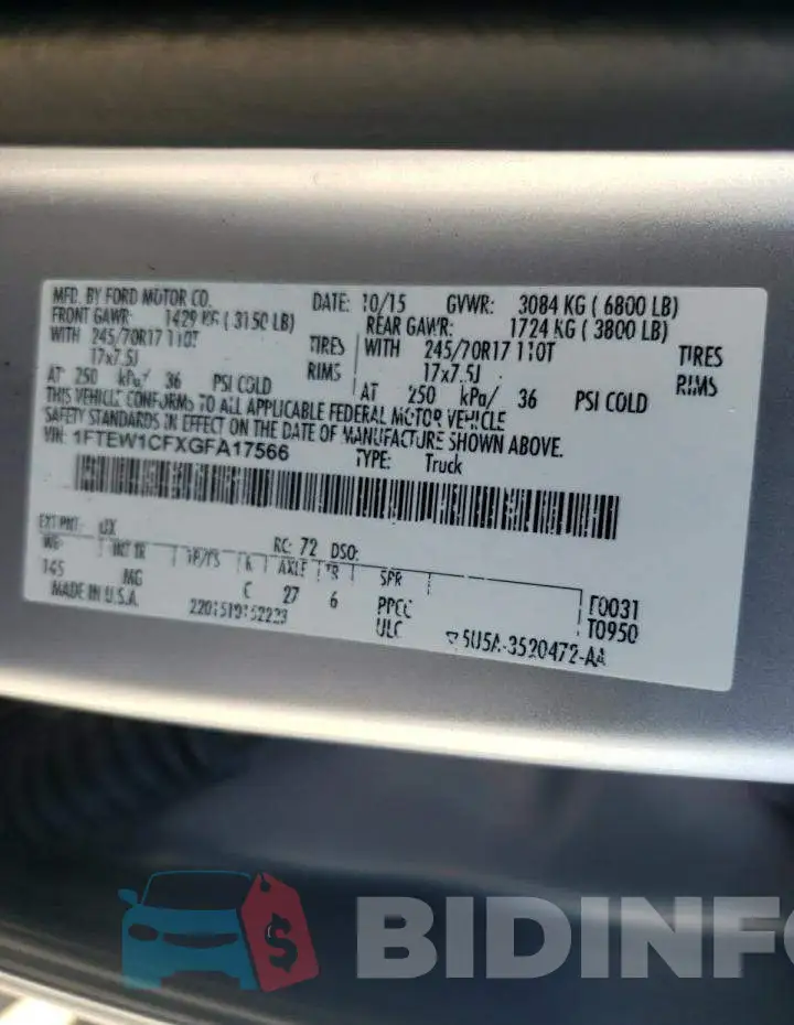 1FTEW1CFXGFA17566 Photo# 13