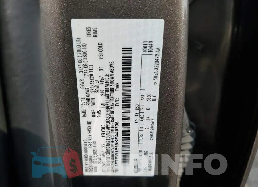 1FTEW1E59KFA40706 Photo# 12