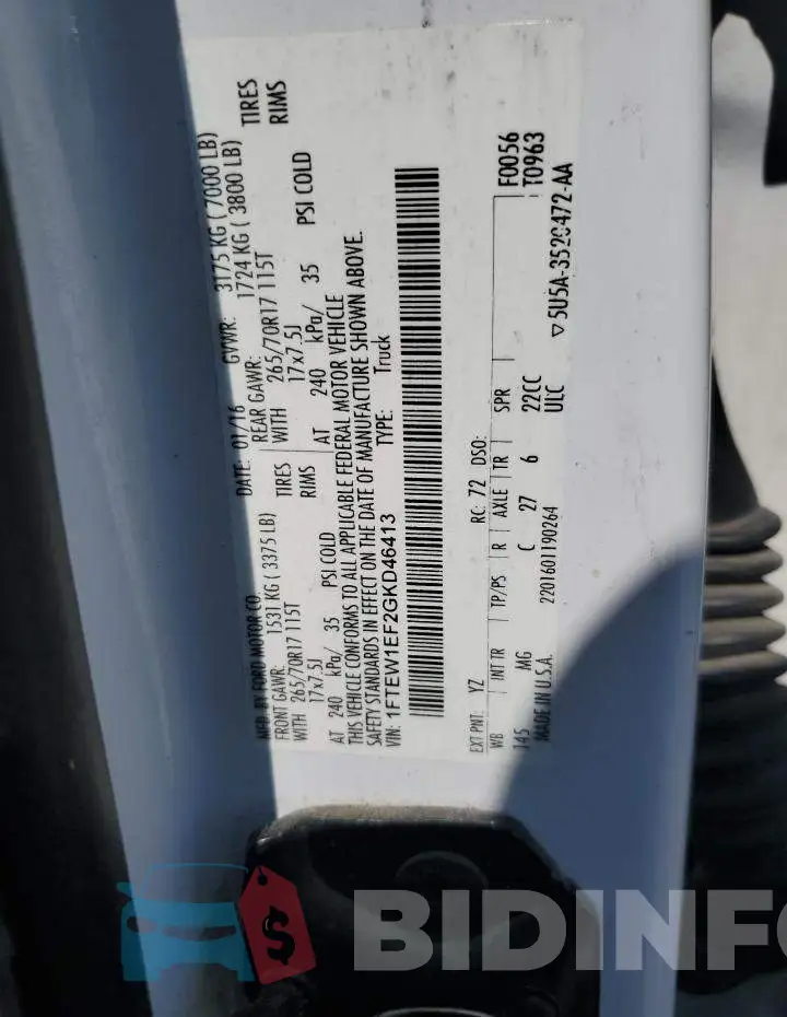 1FTEW1EF2GKD46413 Photo# 12