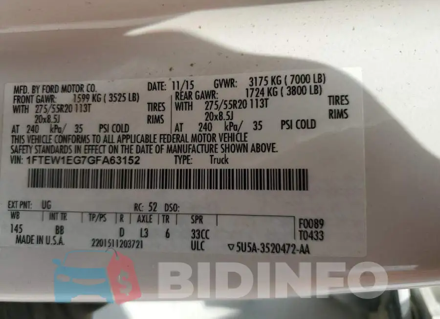 1FTEW1EG7GFA63152 Photo# 12
