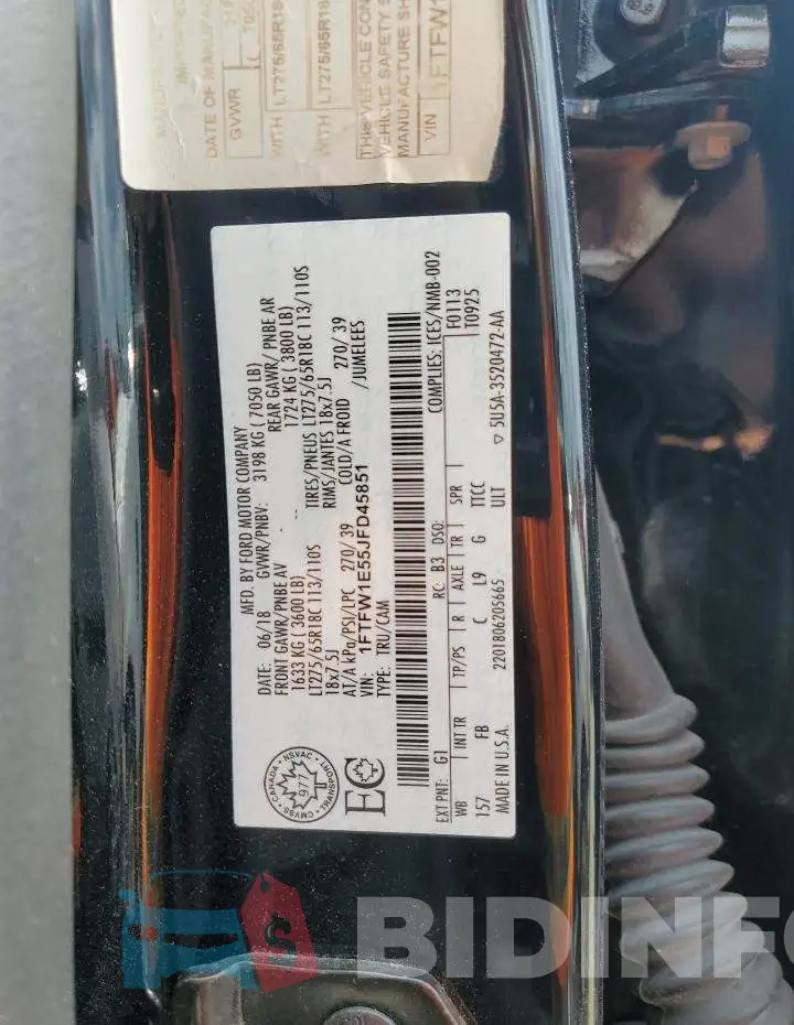 1FTFW1E55JFD45851 Photo# 13