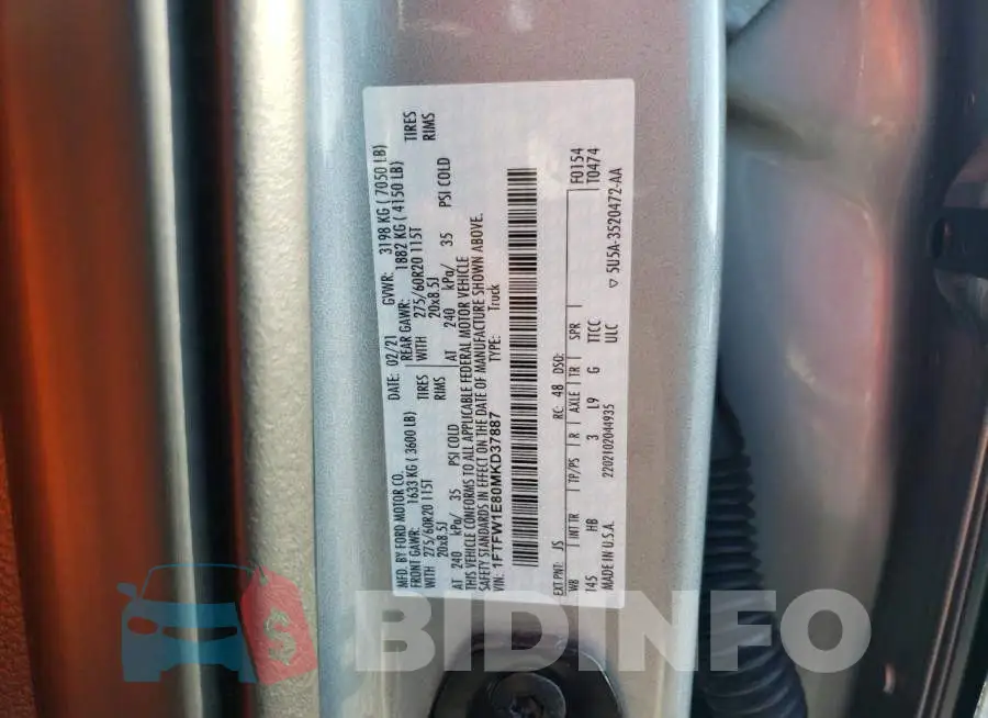 1FTFW1E80MKD37887 Photo# 12