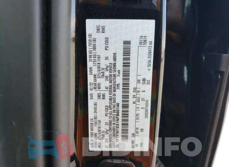 1FTFW1E81NFB60146 Photo# 12