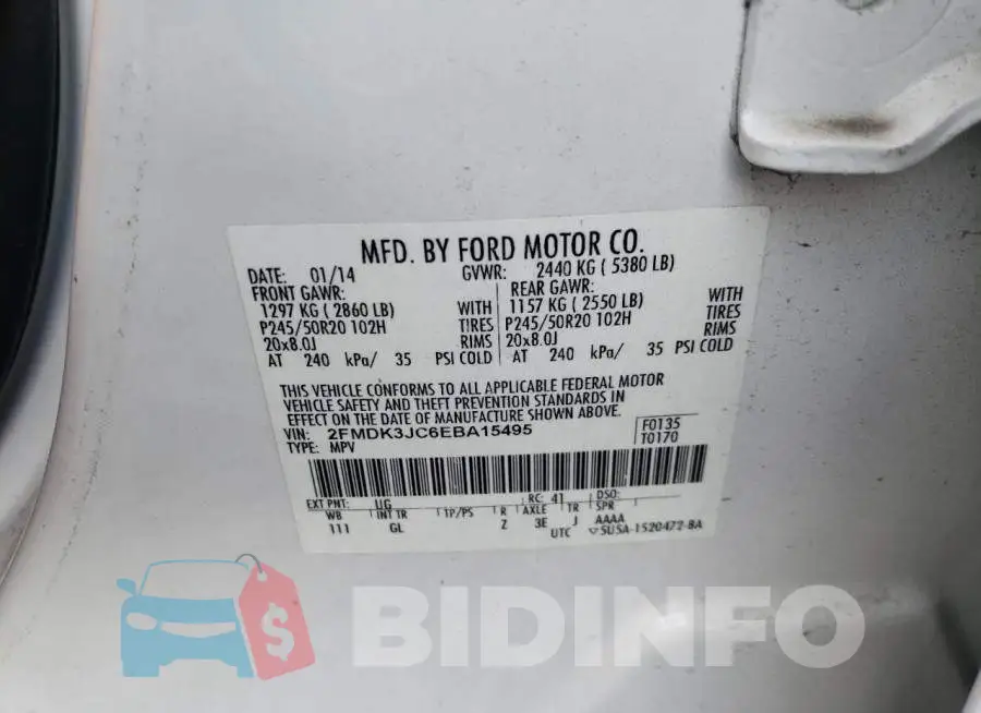 2FMDK3JC6EBA15495 Photo# 12